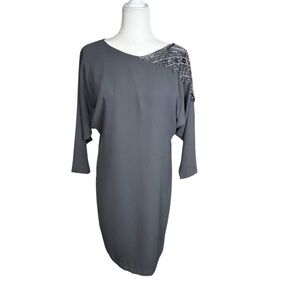 Vtg Jack Bryan Gray Dress Sequin Cocktail Evening Classic Est Sz 8  READ